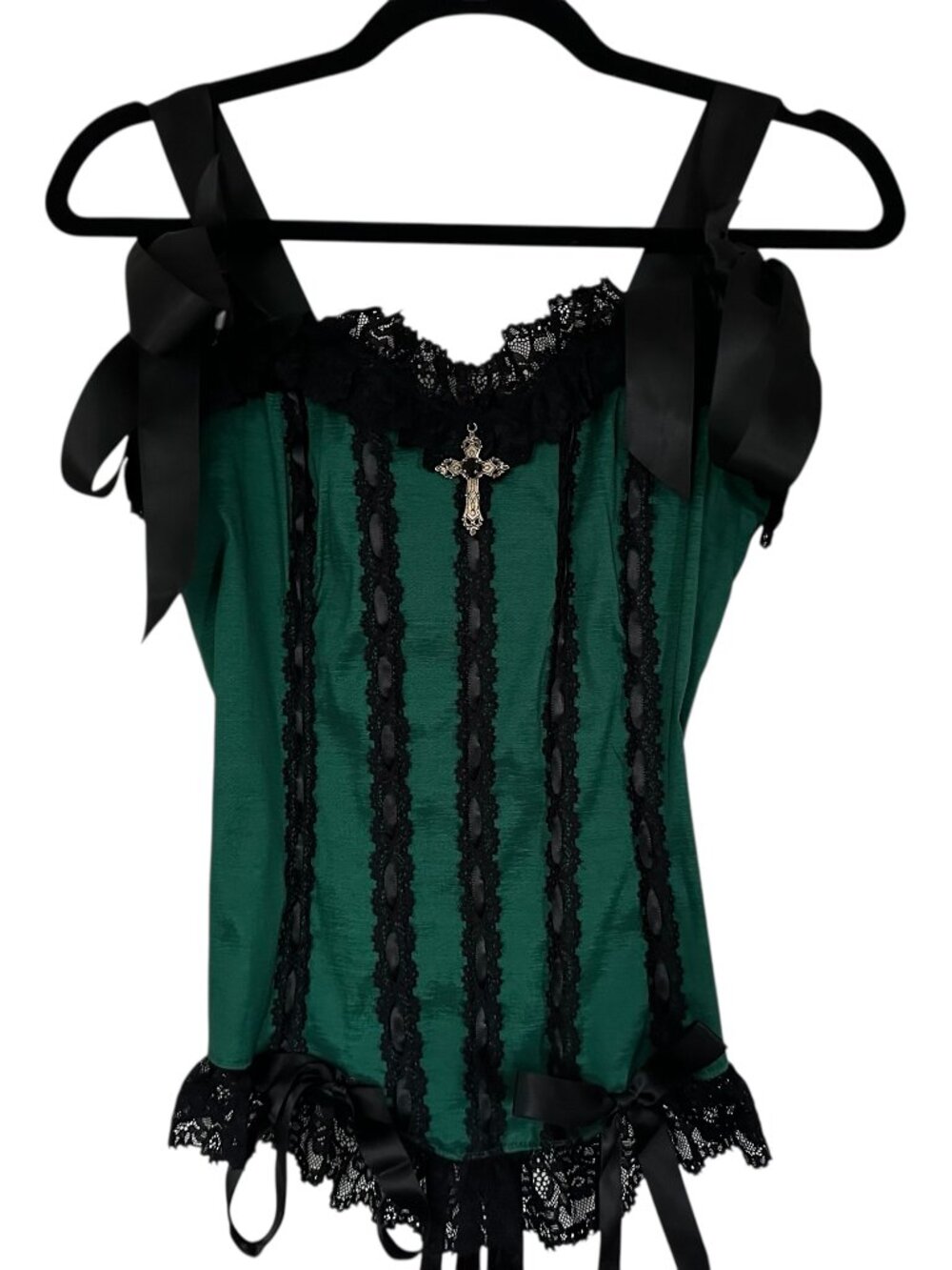 Dolls Kill Widow Gothic Elegance Lace Trim Corset Top Large